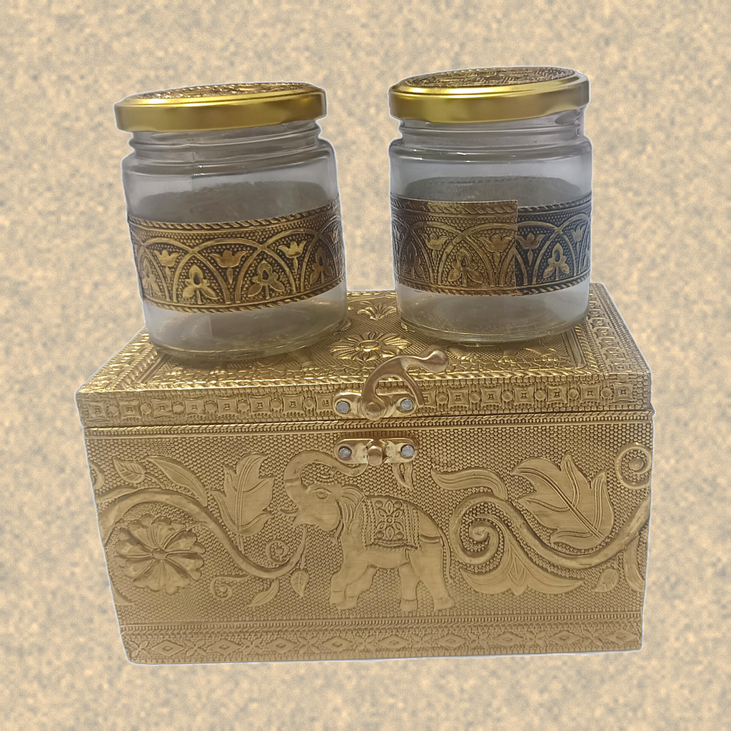 Elephant Embossed 2 Jar Gift Box
