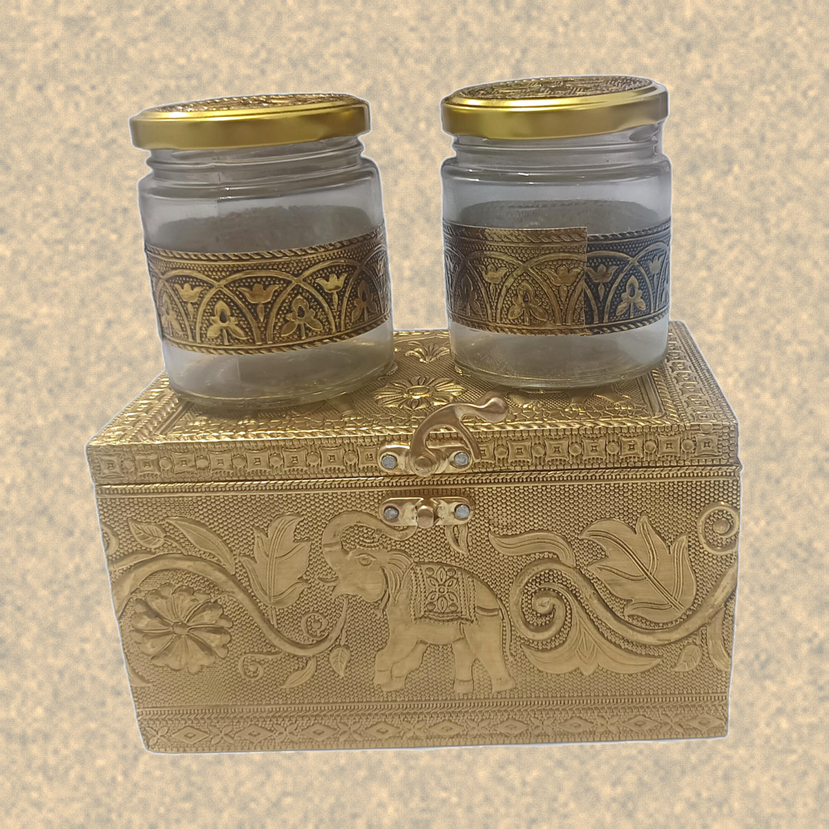 Elephant Embossed 2 Jar Gift Box