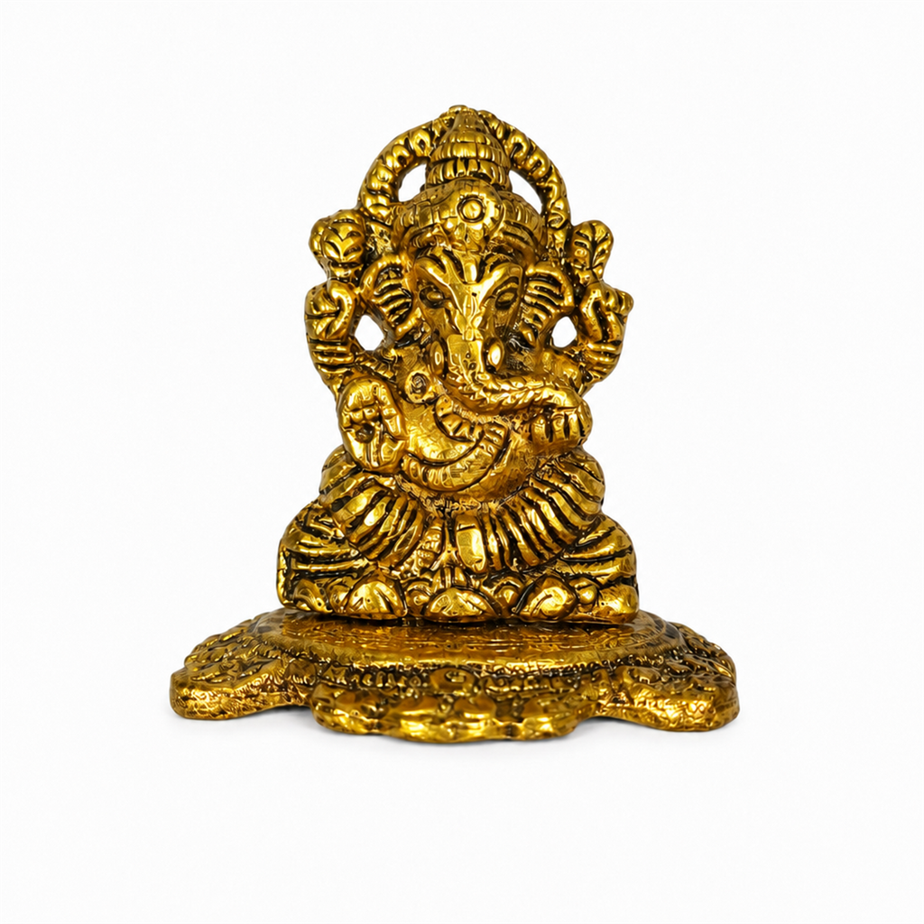 Small Metal Ganpati Idol for Home, Office & Pooja
