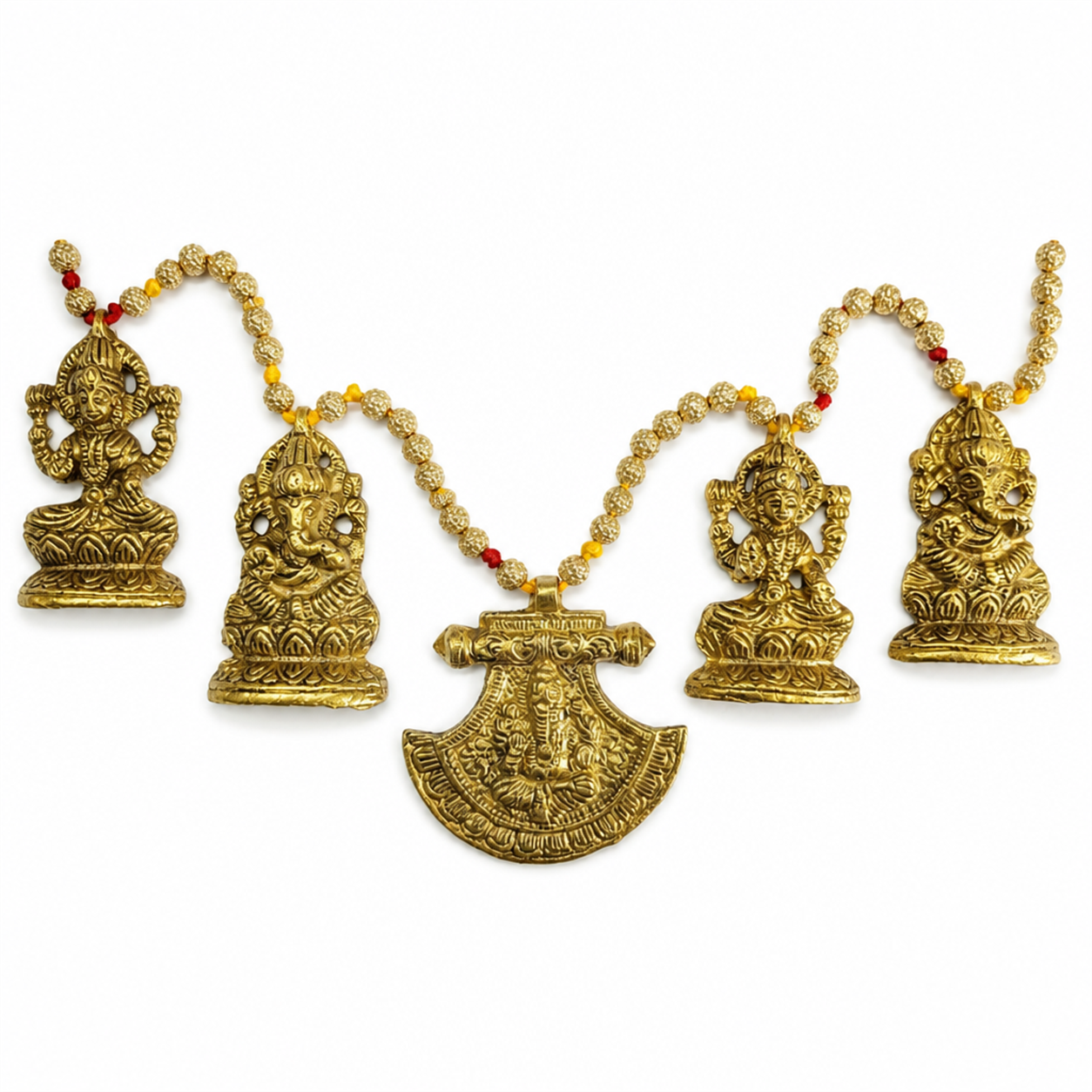 Metal Ganpati & Lakshmi Toran – Antique Gold Door Hanging