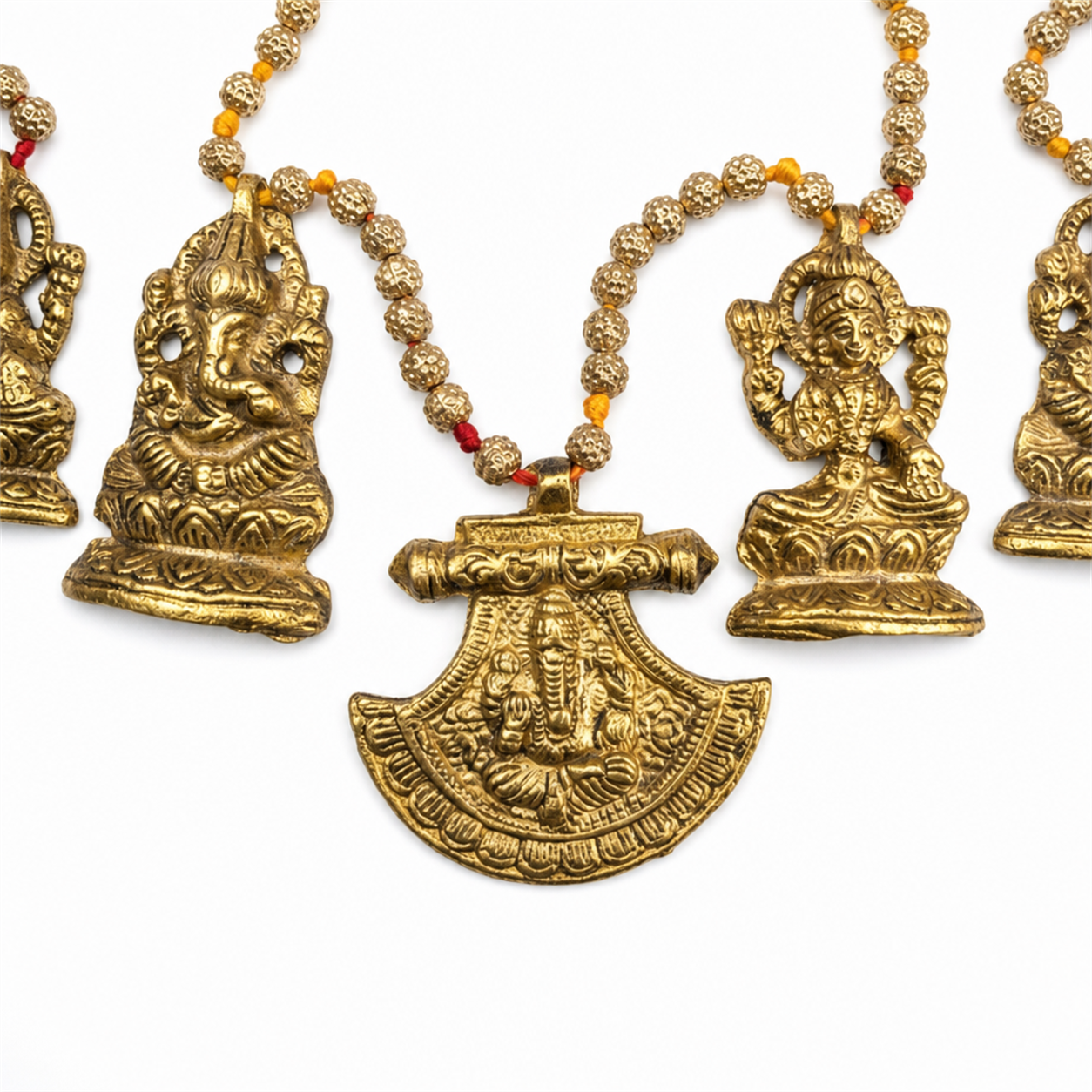 Metal Ganpati & Lakshmi Toran – Antique Gold Door Hanging