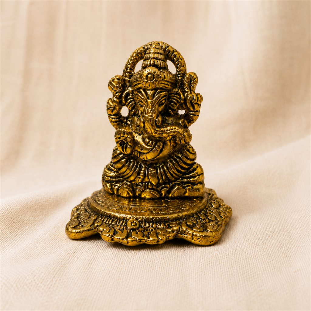 Small Metal Ganpati Idol for Home, Office & Pooja