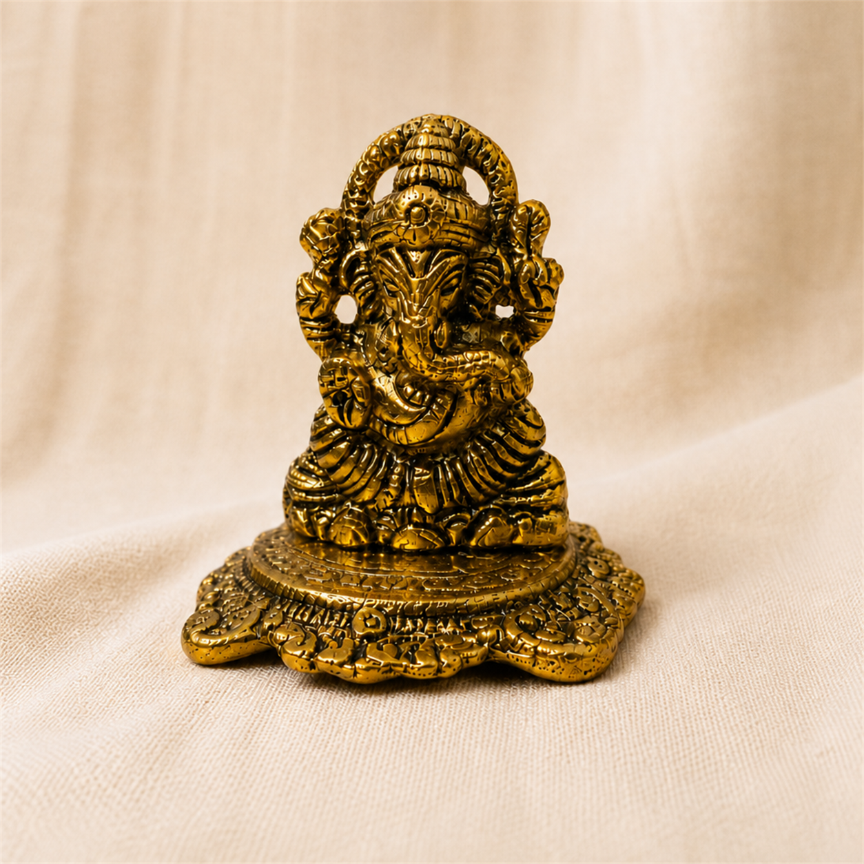 Small Metal Ganpati Idol for Home, Office & Pooja